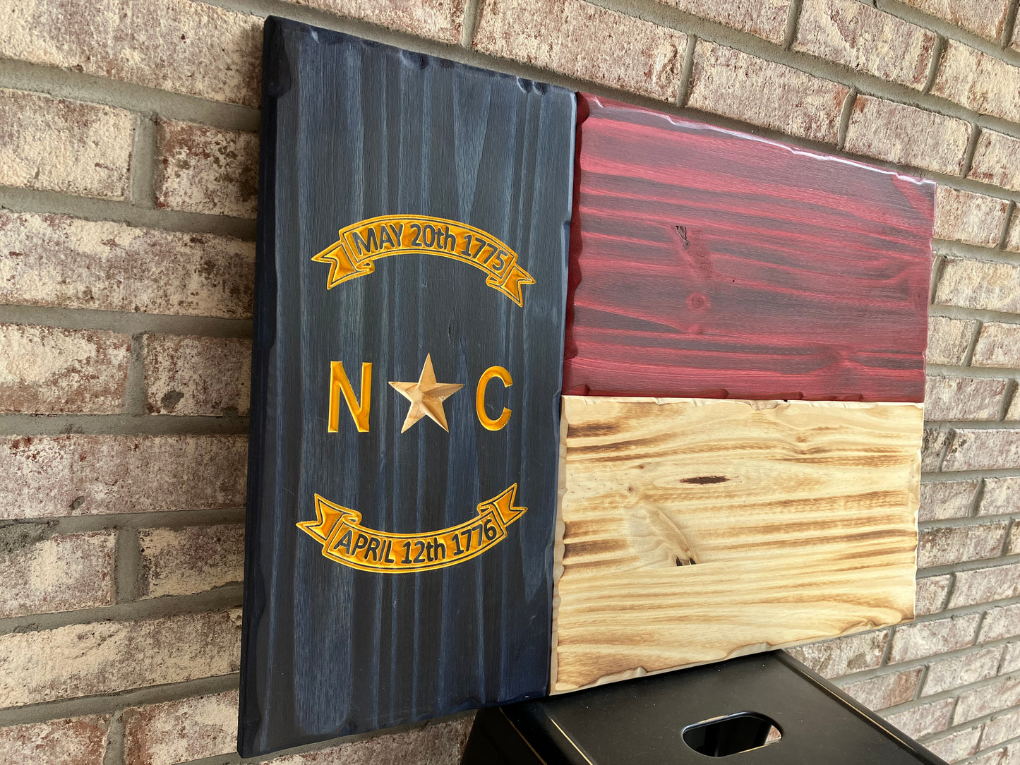 Handcrafted Wooden North Carolina Flag