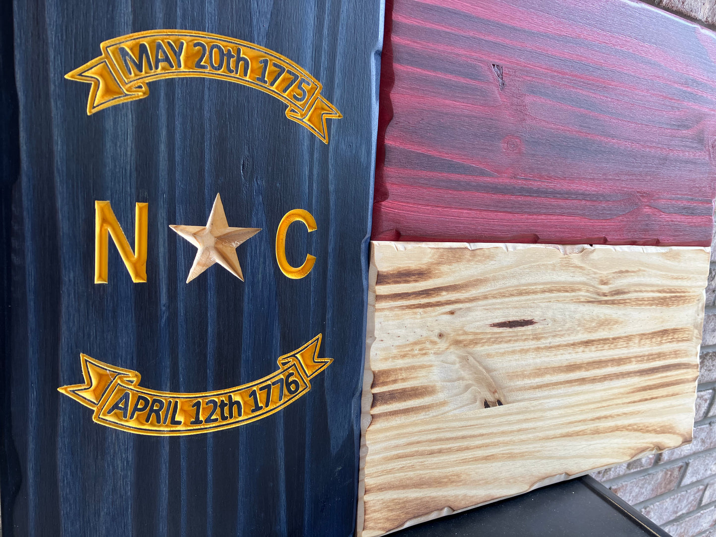 Handcrafted Wooden North Carolina Flag