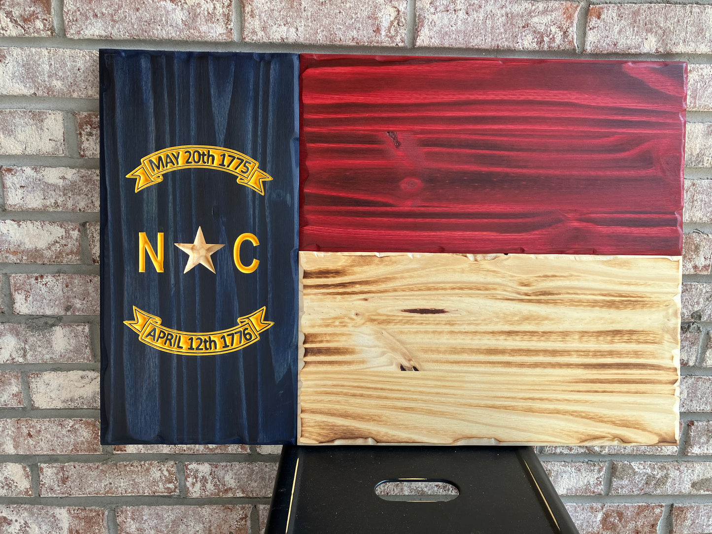 Handcrafted Wooden North Carolina Flag