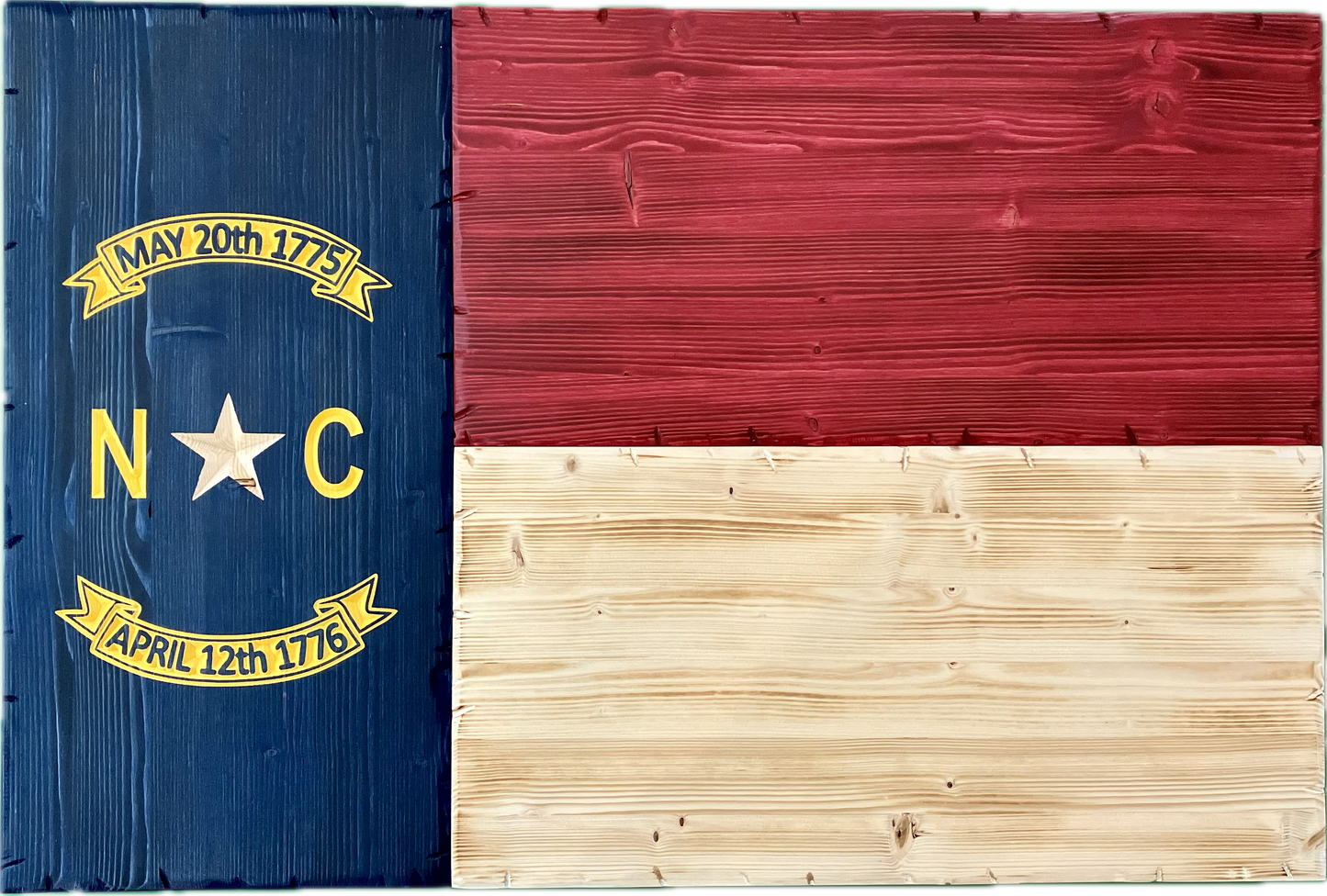 Handcrafted Wooden North Carolina Flag