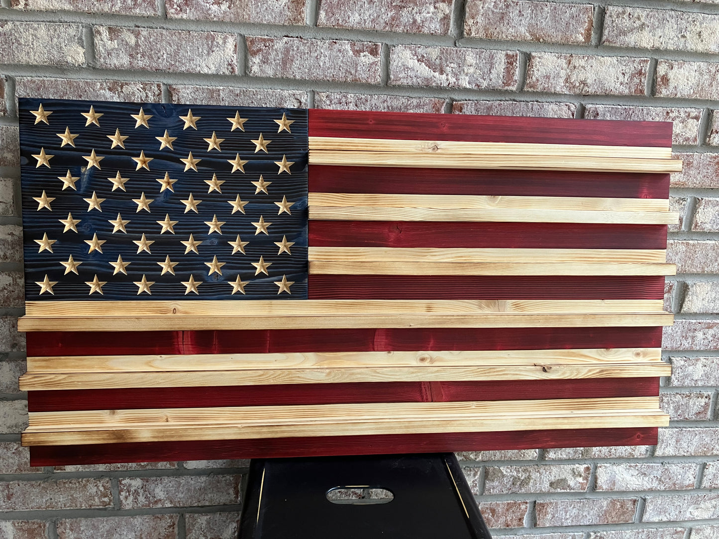 Challenge Coin Holder American Flag | Handmade Wooden Display for Military, Police, and First Responders