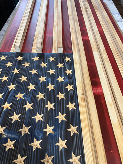 Challenge Coin Holder American Flag | Handmade Wooden Display for Military, Police, and First Responders