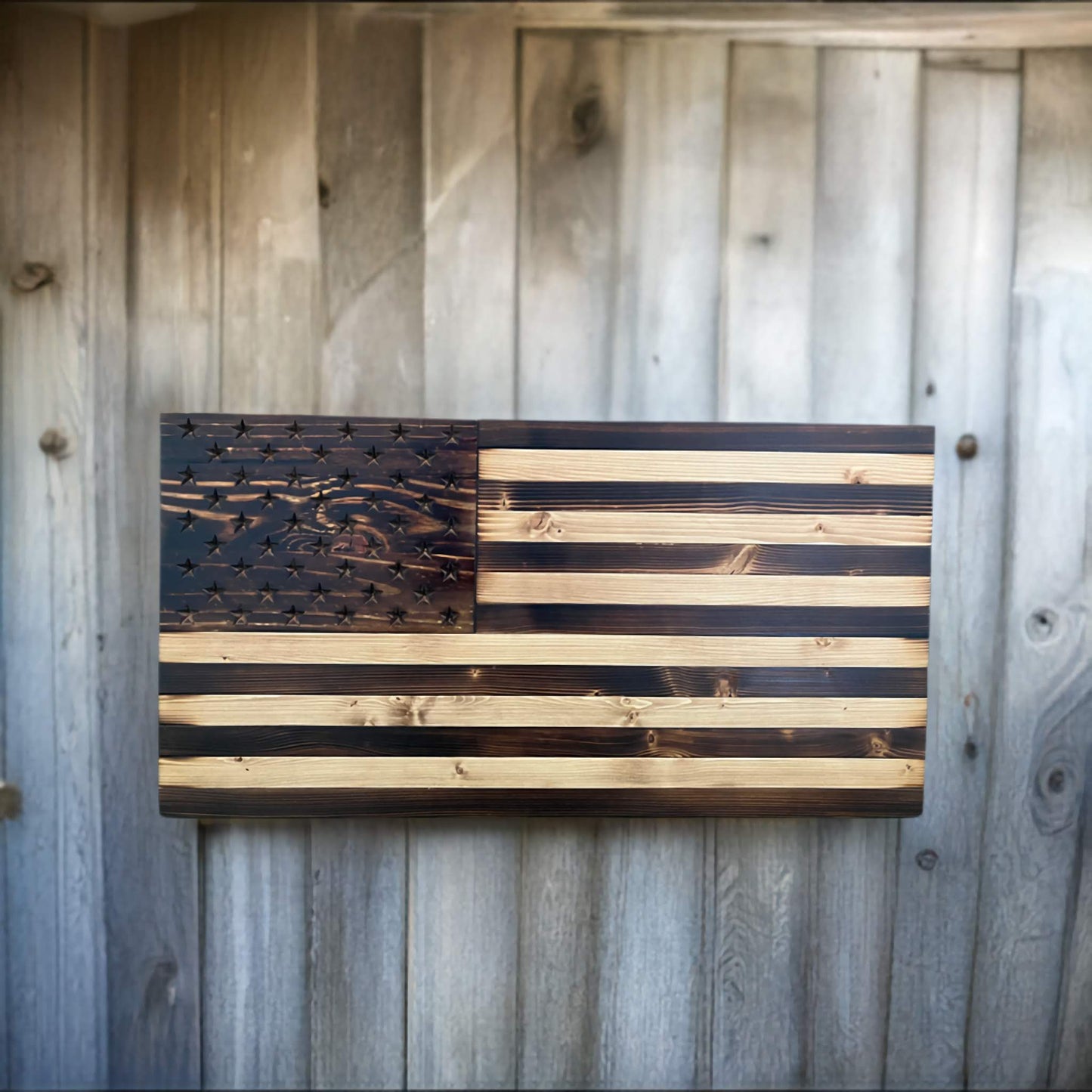 Rustic Wooden American Flag